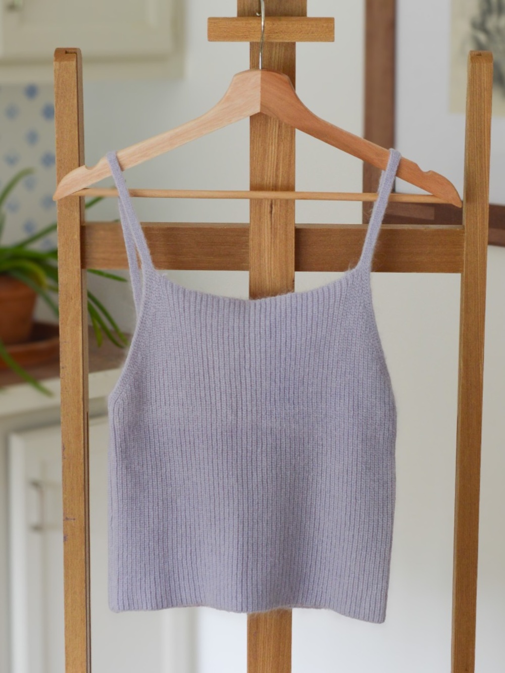Code X Mode Angora Fuzzy Knit Cami Tank Top Lilac Ribbed Sweater